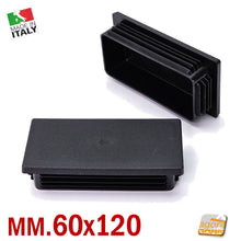 Carica l'immagine nel visualizzatore di Gallery, tappi puntali alettati innesto a pressione in plastica per tubolari rettangolari mm 120x60 cm 12x6 neri tappo nero in plastica