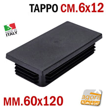 Carica l'immagine nel visualizzatore di Gallery, tappi puntali alettati innesto a pressione in plastica per tubolari rettangolari mm 120x60 cm 12x6 neri tappo nero in plastica pronta consegna