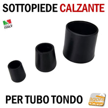 Carica l'immagine nel visualizzatore di Gallery, TAPPO CALZANTE PVC GOMMA NERO PUNTALE PLASTICA SOTTOPIEDE TUBO TONDO TAPPI SEDIE SEDIA TAVOLI DA CALZARE