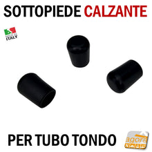 Carica l'immagine nel visualizzatore di Gallery, TAPPO CALZANTE PVC GOMMA NERO PUNTALE PLASTICA SOTTOPIEDE TUBO TONDO TAPPI SEDIE SEDIA TAVOLI