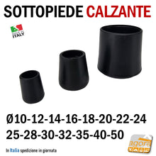 Carica l'immagine nel visualizzatore di Gallery, TAPPO CALZANTE PVC GOMMA NERO PUNTALE PLASTICA SOTTOPIEDE TUBO TONDO TAPPI SEDIE