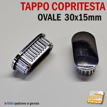 Carica l'immagine nel visualizzatore di Gallery, tappo ovale cromato copritesta in abs plastica per tubi ovali 30x15mm da inserire nel tubo ovale 1,5 x 3 cm bello ben rifinito cappuccio Tappi Ovali per tubi negozio arredo negozi