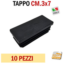 Carica l'immagine nel visualizzatore di Gallery, TAPPO RETTANGOLARE mm 30x70 NERO PUNTALE PLASTICA cm 7x3 SOTTOPIEDE ALETTATO TAPPI NERI alta qualità professionale