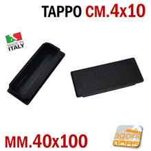 Carica l'immagine nel visualizzatore di Gallery, Tappo nero tappi neri in plastica cm 10 x 4 mm 100x40 puntali copritesta per tubolari 4x10 tubolare 40x100 a innesto abs nero tappo di finitura puntale per telai giardino recinzioni strutture carpenteria