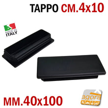 Carica l'immagine nel visualizzatore di Gallery, Tappo nero tappi neri in plastica cm 10 x 4 mm 100x40 puntali copritesta per tubolari 4x10 tubolare 40x100 a innesto abs nero tappo di finitura