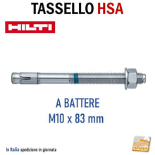 Carica l'immagine nel visualizzatore di Gallery, TASSELLO ANCORANTE CERTIFICATO IN ACCIAIO CON BARRA FILETTATA E DADO TE HILTI HSA tasselli a battere metallici M10x83 per scaffali