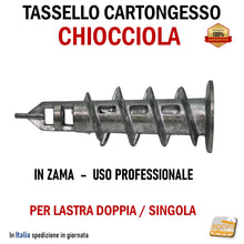 Carica l'immagine nel visualizzatore di Gallery, tassello a chiocciola in zama per lastra di cartongesso lastre ctg singola e doppia lastra professionale lungo AKIFIX WURTH KNAUF