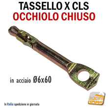Carica l'immagine nel visualizzatore di Gallery, tassello rapido a battere 6x60 speed per sospensioni soffitto soffitti occhiolo chiuso foro 6mm acciaio tasselli per cls calcestruzziono pieno soffitti per pendinare