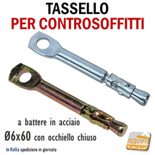 Carica l'immagine nel visualizzatore di Gallery, tassello rapido a battere 6x60 speed per sospensioni soffitto soffitti occhiolo chiuso foro 6mm acciaio tasselli per cls calcestruzziono pieno soffitti