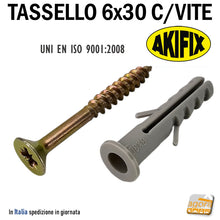 Carica l'immagine nel visualizzatore di Gallery, TASSELLO NYLON CON COLLARINO FORO D6 x 30 CON VITE 4,5x40 8056182865946 CTG