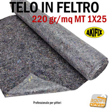 Load image into Gallery viewer, Felt Floor Protection Sheet Painting 220gr/m2 1x25mt absorbent stain-resistant AKIFIX 25MQ