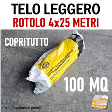 Carica l'immagine nel visualizzatore di Gallery, telo leggero copritutto copertura imbianchini polvere in rotolo 100 mq 4x25 metri trasparente polietilene hdpe AKIFIX