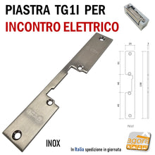 Carica l'immagine nel visualizzatore di Gallery, CONTROPIASTRA piastra PER INCONTRO ELETTRICO DI SICUREZZA DA INTERNO E ESTERNO FRONTALE QUADRO 158X25MM SPESSORE 3MM cdvi tg1i asimmetrico centrato 25x158 rettangolare acciaio inossidabile inox