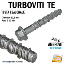Carica l'immagine nel visualizzatore di Gallery, VITE TURBOVITI X CLS CALCESTRUZZO TE D 12,5x120mm VITI TESTA ESAGONALE Foro 10 TRILOW