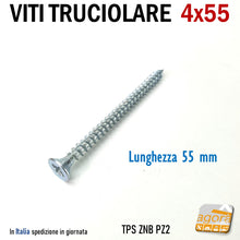 Load image into Gallery viewer, viti per pannelli truciolare truciolati truciolato falegnameria lunghezza 55mm testa piana svasata
