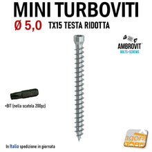 Carica l'immagine nel visualizzatore di Gallery, viti vite turbovite turboviti piccole miniturboviti mini viti x calcestruzzo ambrovit 07065 diametro 5 mm