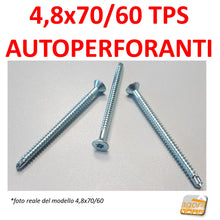 Carica l'immagine nel visualizzatore di Gallery, VITI AUTOPERFORANTI PROFESSIONALI TESTA SVASATA TORX PER METALLO 4.8X70 LUNGHE ZINCATE BIANCHE