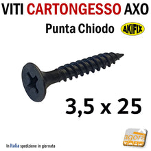 Carica l'immagine nel visualizzatore di Gallery, viti 25mm fissaggio lastre di cartongesso autofilettanti fosfatate nere testa svasata 3,5x25mm punta chiodo 1000pz professionali