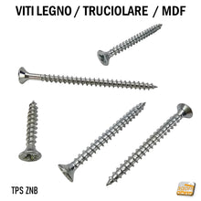 Carica l'immagine nel visualizzatore di Gallery, VITI LEGNO TESTA SVASATA TRUCIOLARE-MDF PZD VITE TPS ZNB vite per truciolati professionale alta qualità