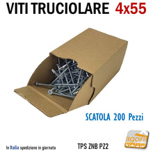 Load image into Gallery viewer, VITI LEGNO TESTA SVASATA FILETTO TRUCIOLARE PZD 4X55 VITE TPS ZNB 200pz viteria per falegnami assemblaggio mobili pannelli