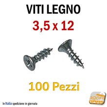 Carica l'immagine nel visualizzatore di Gallery, Viti Legno Truciolare per truciolato zincata bianca acciaio testa piana svasata intaglio a croce pz2 TPS 3,5x12mm filetatta