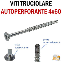 Carica l'immagine nel visualizzatore di Gallery, VITE LEGNO TRUCIOLARE AUTOPERFORANTE TESTA TPS TORX 4X60 ZINCATA viti per legno truciolato auto svasante auto perforante zincata testa torx professionale