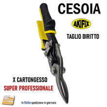 Carica l'immagine nel visualizzatore di Gallery, cesoia forbice taglio diritto per lamiere per cartongesso CTG AKIFIX super professionale manico gommato 8051277021870