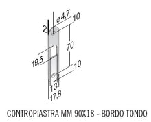 Load image into Gallery viewer, contropiastra incontro porta serratura bonaiti G574 mm 90x18