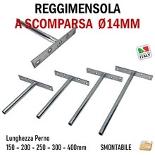Carica l'immagine nel visualizzatore di Gallery, REGGIMENSOLA A SCOMPARSA REGGIRIPIANO INVISIBILE STAFFA SUPPORTO RIPIANI DIAMETRO 14MM T 2 pezzi lunghezza 15cm 20cm 25cm 30cm 40cm smontabile