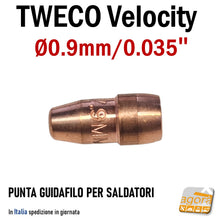 Carica l'immagine nel visualizzatore di Gallery, High Performance Tweco Velocity VTS-35 Contact Tips Punta guidafilo per saldatrice a filo MIG diametro filo 0,9mm 0.035" in rame ugello puntina inserto