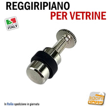 Carica l'immagine nel visualizzatore di Gallery, reggiripiano per vetrine vetrinette perno filettato con vite M6 ottone nichelato gomma nera perni per teche teca in vetro espositori vetrina