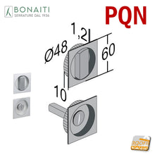 Carica l'immagine nel visualizzatore di Gallery, maniglia moneta sicuretta per bagni wc toilet porta scorrevole scrigno frontale quadrato PQN Bonaiti