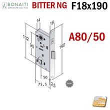Carica l'immagine nel visualizzatore di Gallery, serratura porta interna bitter NG A80 - 50 Bonaiti new generation frontale 18x190mm tondo meccanica linguetta centrale patent chiave normale