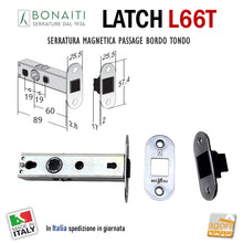 Carica l'immagine nel visualizzatore di Gallery, serratura Bonaiti Latch 12 frontale bordo tondo 26x57 entrata 60mm interasse 19mm magnetica L66T Passage