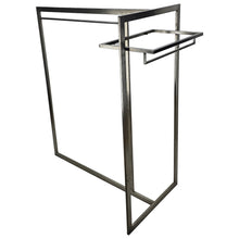Carica l'immagine nel visualizzatore di Gallery, GONDOLA STENDER INOX CENTRALE MOBILE X ESPOSIZIONE VESTITI NEGOZIO CON BARRA - USATA per abiti capi appesi
