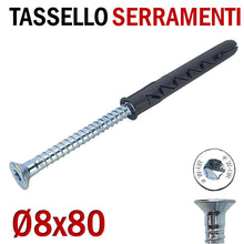 Carica l'immagine nel visualizzatore di Gallery, Tassello prolungato per serramenti WURTH SHARK UR con vite a testa piana svasata in acciaio zincato 8 X 80 LUNGHEZZA 8CM torx foro d 8 5912808403