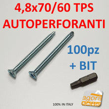 Carica l'immagine nel visualizzatore di Gallery, VITE VITI AUTOPERFORANTI TPS X METALLO 4,8x70 TORX ZINCATA PZ 100 ZN viti autoperforanti per acciaio metallo