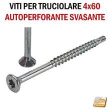 Carica l'immagine nel visualizzatore di Gallery, VITI TRUCIOLARE AUTOPERFORANTE TESTA TPS TORX 4X60 ZINCATA viti per legno truciolato auto svasante auto perforante zincata testa torx professionale