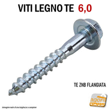 Carica l'immagine nel visualizzatore di Gallery, VITI LEGNO TE FLANGIATA TESTA ESAGONO D 6,0 VITE ZNB zincata mordente per tetti legno travetti esterno interno alta tenuta testa larga esagonale flangia rondella integrata diametro 6 mm D6 Ø 6 6,5 6.5 tetto travetto tavolame costruzioni carpenteria
