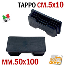 Carica l'immagine nel visualizzatore di Gallery, mm100x50 NERO - Tappo sottopiede copritesta alettato per tubi tubolari tubolare metallico da inserire a pressione. Puntale con alette per telai strutture tavoli carpenteria metallica. In plastica nera ben rifinito di qualità. Tappo Cappucci Estremità Tubo Rettangolare Plastica tubo otturazione coperchi. mm50x100 cm10x5 prezzo distributore industriale produttore produzione materiali plastici. Tappi disponibili spedizione veloce. Inserto a lamelle
