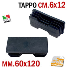 Carica l'immagine nel visualizzatore di Gallery, mm120x60 NERO - Tappo sottopiede copritesta alettato per tubi tubolari tubolare metallico da inserire a pressione. Puntale con alette per telai strutture tavoli carpenteria metallica. In plastica nera ben rifinito di qualità. Tappo Cappucci Estremità Tubo Rettangolare Plastica tubo otturazione coperchi. mm60x120 cm12x6 prezzo distributore industriale produttore produzione materiali plastici. Tappi disponibili spedizione veloce. Inserto a lamelle