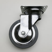 Carica l'immagine nel visualizzatore di Gallery, RUOTA GIREVOLE IN GOMMA GRIGIA DIAM.100MM C/PIASTRA 90x70MM CON FRENO/SENZA FRENO RUOTE AVO