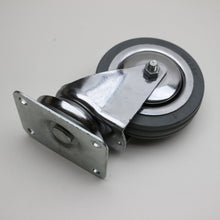 Carica l'immagine nel visualizzatore di Gallery, RUOTA GIREVOLE IN GOMMA GRIGIA DIAMETRO 100 MM 10CM CON PIASTRA 90x70MM CON FRENO E SENZA FRENO RUOTE AVO SERIE 155 - 155BIS CROMATA ANTITRACCIA ANTIFILO ANTIMACCHIA SU CUSCINETTI VERA FOTO RUOTE