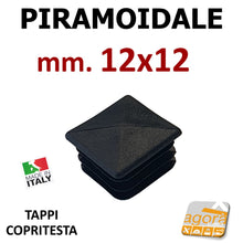Carica l'immagine nel visualizzatore di Gallery, TAPPI TAPPO QUADRATO RETTANGOLARE COPRITESTA PIRAMOIDALE NERO IN PLASTICA mm 12x12 cm 1.2x1.2
