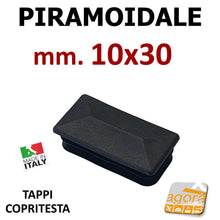 Carica l'immagine nel visualizzatore di Gallery, TAPPI TAPPO QUADRATO RETTANGOLARE COPRITESTA PIRAMOIDALE NERO IN PLASTICA mm10x30 mm30x10 cm3x1 cm1x3