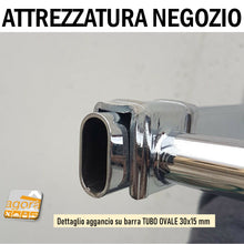 Carica l'immagine nel visualizzatore di Gallery, GANCIO BROCHE GRIGIO GF DIRITTO SEDIA SCALETTA 35 CM MENSOLA X BARRA 30x15 - 35x15 ATTREZZATURA NEGOZI BARRA OVALE TUBO OVALE