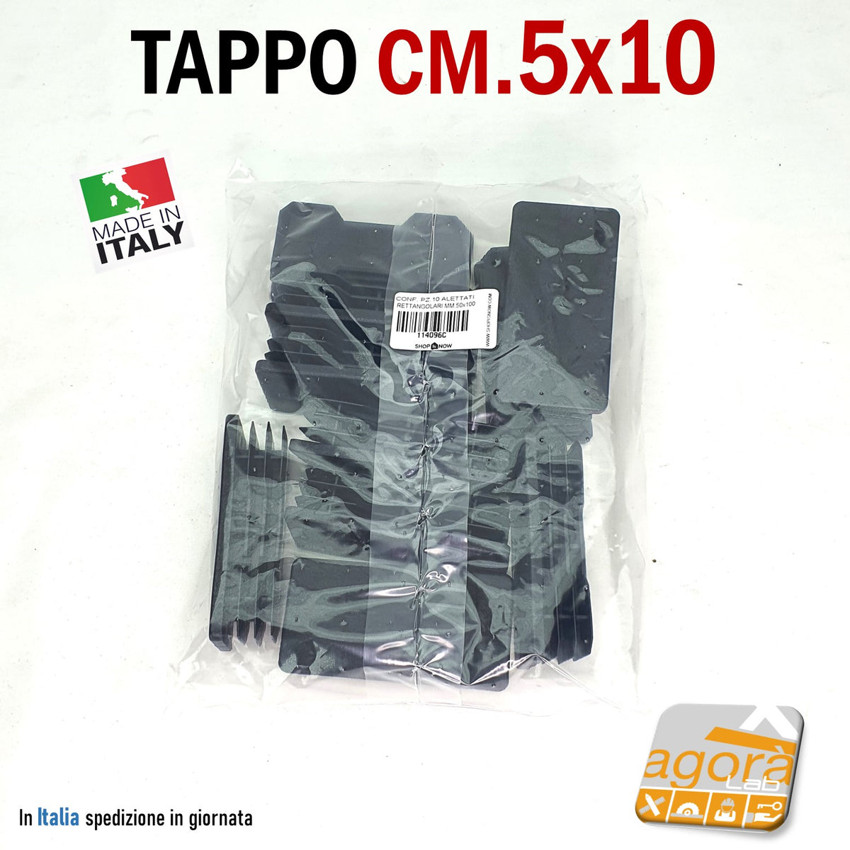 Tappo Per Tubo Rettangolare Fino A 150x100 Mm 1 Pezzo Colore Nero