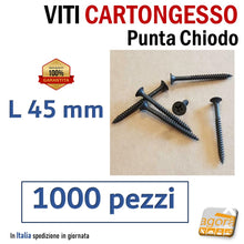 Carica l'immagine nel visualizzatore di Gallery, viteria per pareti di cartongesso lastra tripla vite 45mm fosfatata nera viti testa svasata per CTG punta chiodo altissima qualità nuove 1000pezzi