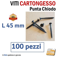 Carica l'immagine nel visualizzatore di Gallery, viteria per pareti di cartongesso lastra tripla vite 45mm fosfatata nera viti testa svasata per CTG punta chiodo altissima qualità nuove 100pezzi