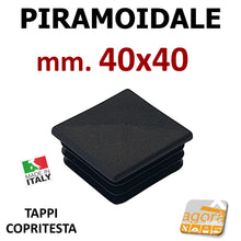 Carica l'immagine nel visualizzatore di Gallery, TAPPI TAPPO QUADRATO RETTANGOLARE COPRITESTA PIRAMOIDALE NERO IN PLASTICA mm40x40 cm 4x4